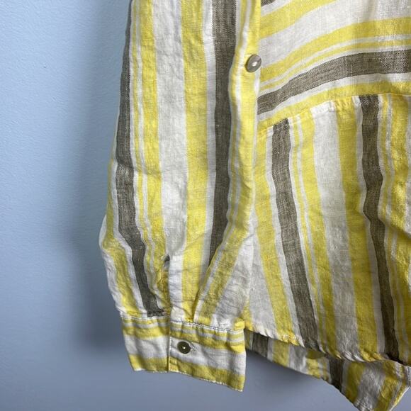 Andrew Marc / Marc New York 100% linen striped summer top size large - Picture 5 of 8